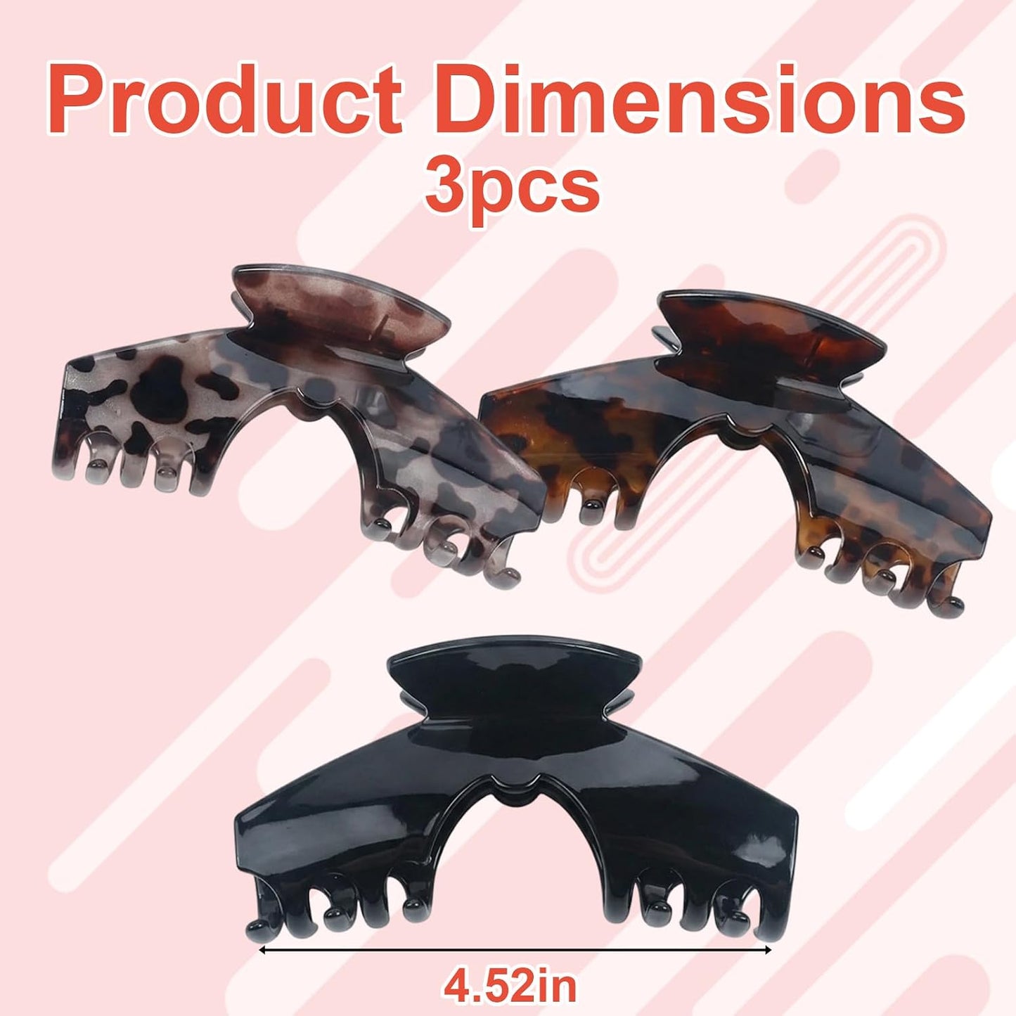 Large Baseball Hair Claw Clips - 3 Pcs Non-Slip Grip for Secure Styling | Perfect for Hats & Outdoor Activities