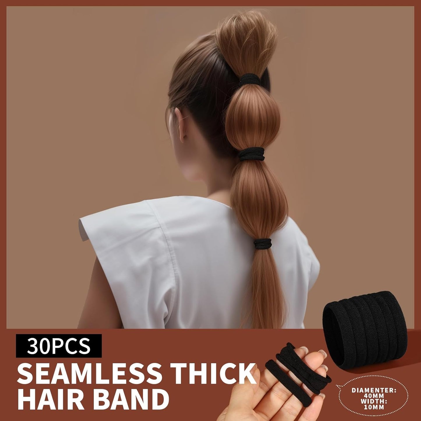 Teenitor Hair Accessories Kit - 500pcs Elastic Hair Bands & Ponytail Holders | Black Seamless Thick Bands & Bobby Pins