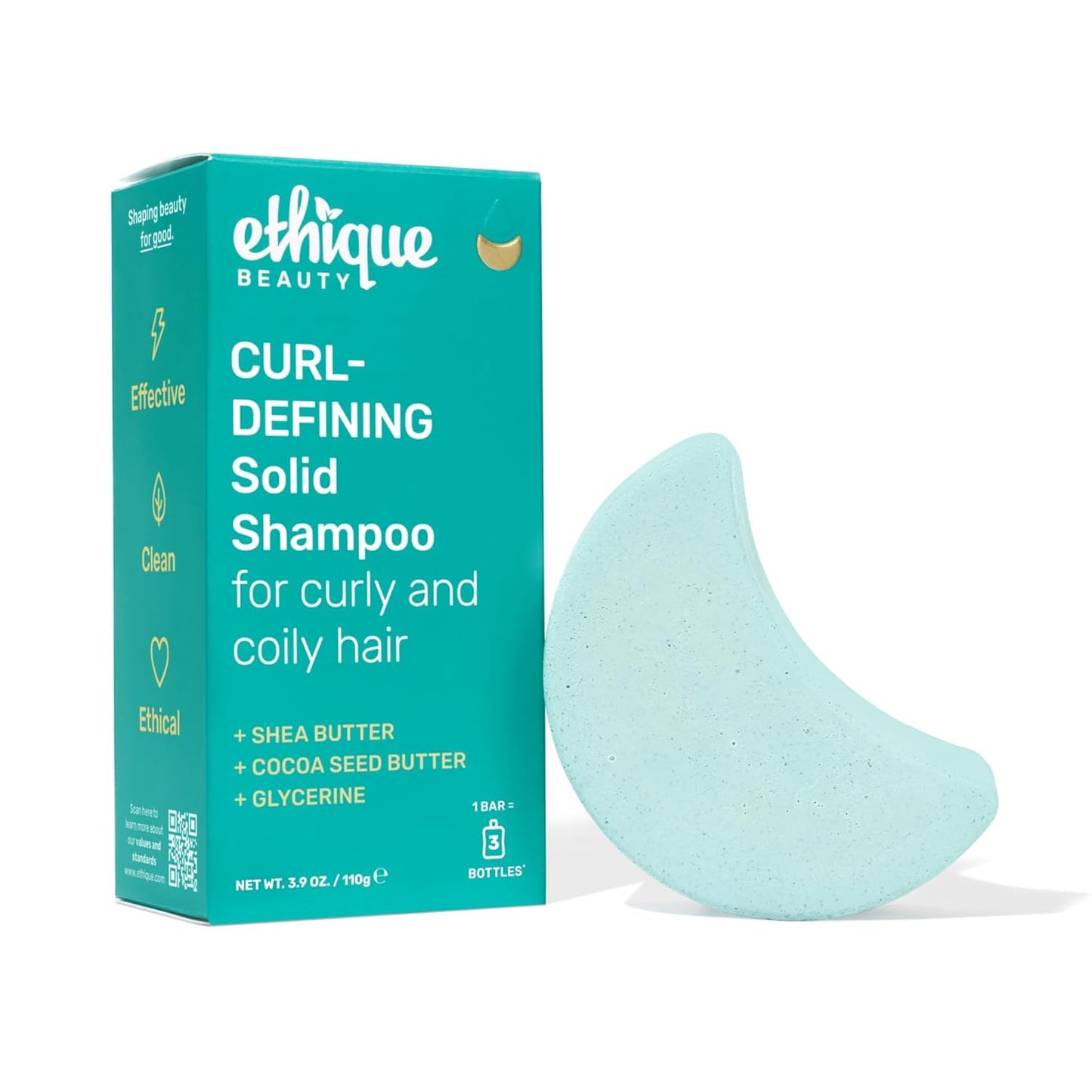 Ethique Smoothing Shampoo Bar for Frizzy Hair - Coconut Butter, Plastic-Free, Vegan | 3.88 oz