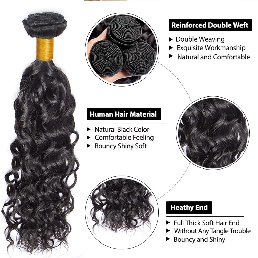 30 32 34 Wet and Wavy Bundles Human Hair Inch 300g Peruvian Virgin Hair 3 Bundles Black Natural Color Water Wave Bundle