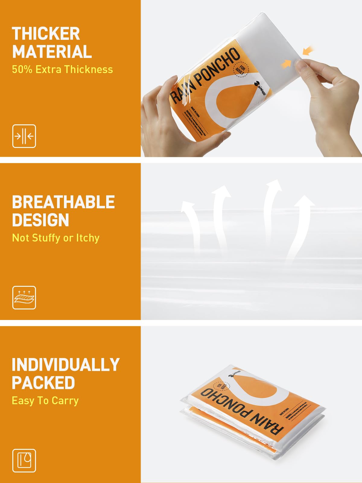 SaphiRose Disposable Rain Ponchos Emergency Clear Poncho (4 pack, Clear)