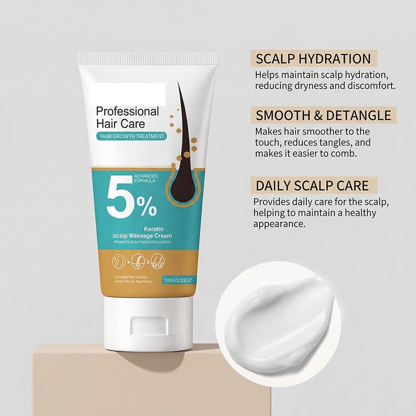 Minoxidil Hair Growth Cream - 5% Scalp Treatment for Men & Women | Anti-Hair Loss with Rosemary & Biotin