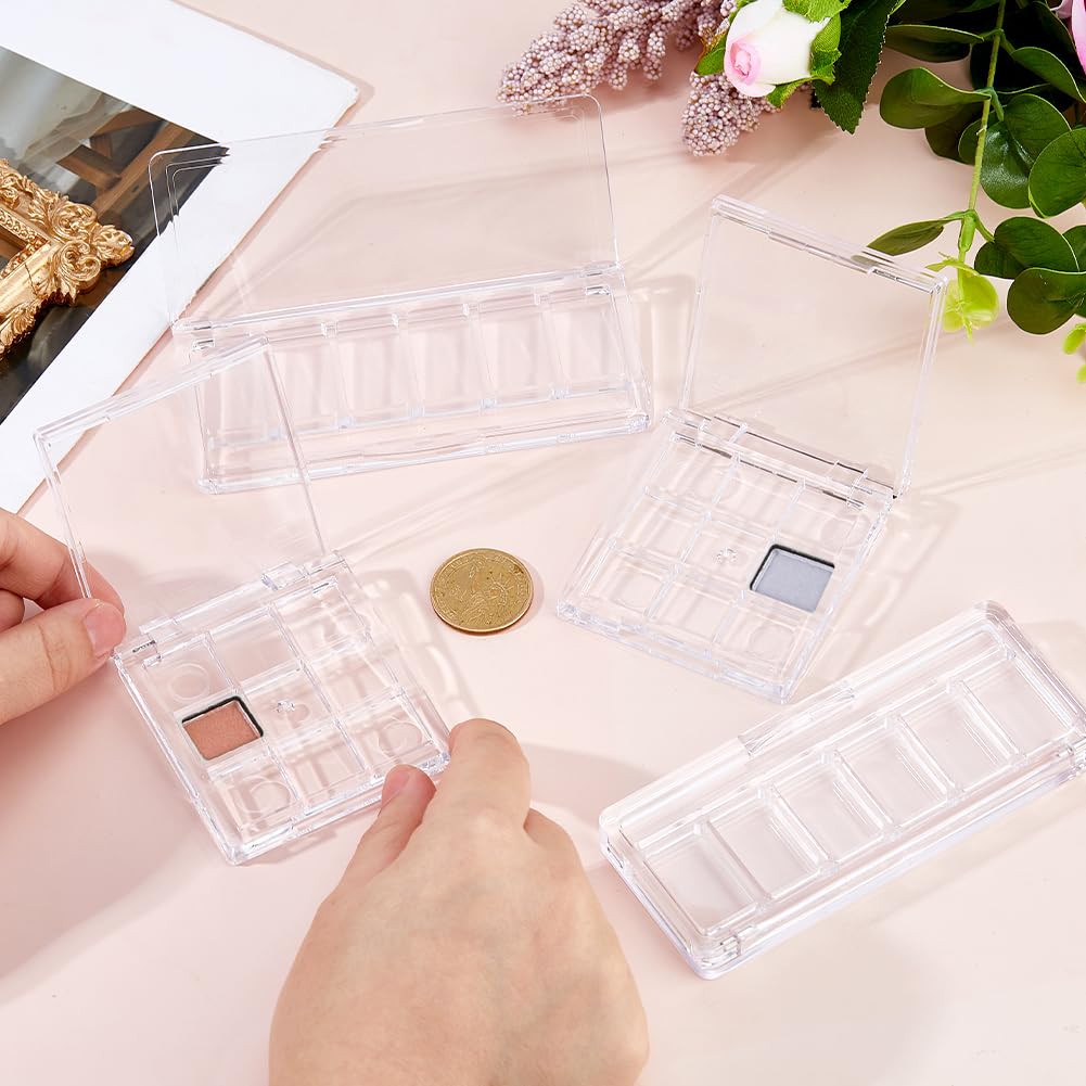SUPERFINDINGS 4Pcs 2 Styles Empty Makeup Palette Depotting Cases Plastic DIY Eyeshadow Box Kit Clear Eyeshadow Powder Blush Lipstick Palette Dispensing Storage Boxes for Travel DIY