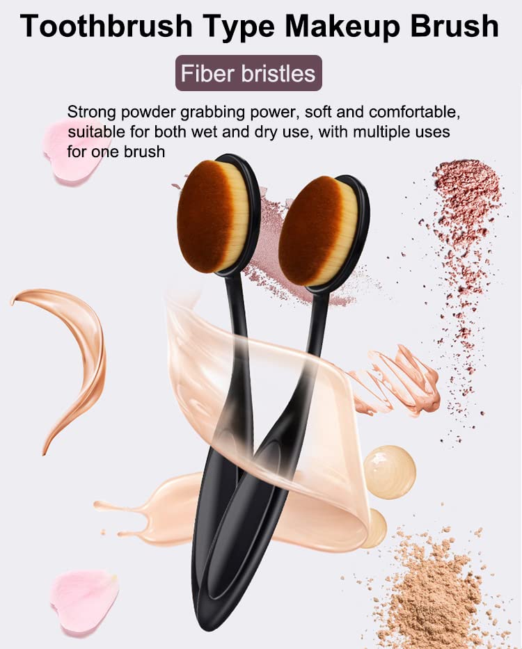 Toothbrush Type Foundation Makeup Brush - Ideal for Liquid & Cream Blending | Black