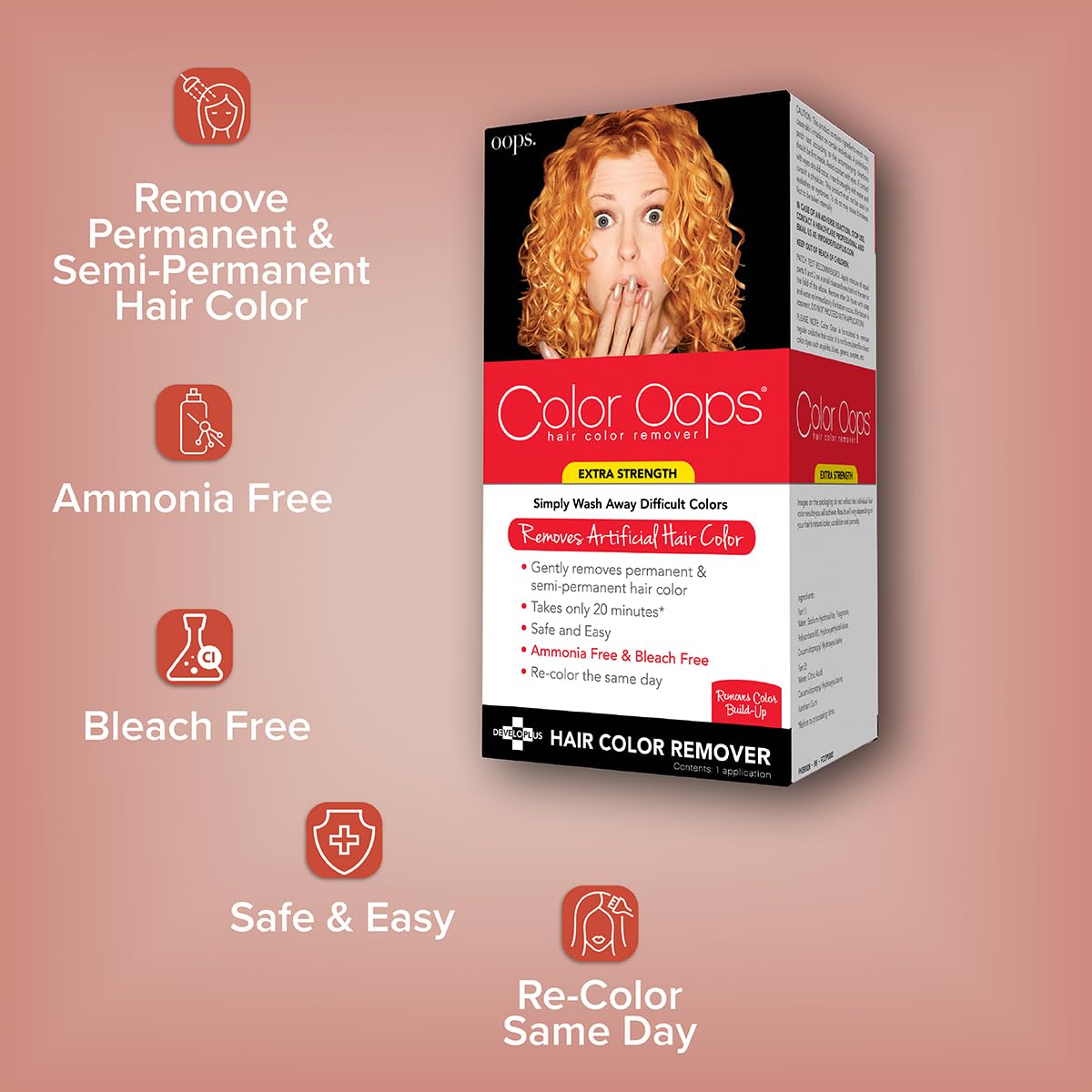 Color Oops Extra Strength Hair Color Remover - Fast 20-Minute Formula | Ammonia & Bleach Free, 1 Application