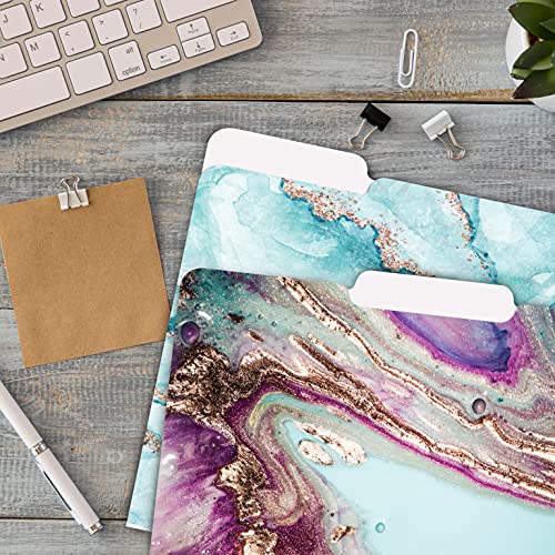 Decorative File Folders - 12 Pack Marble Designs, Letter Size