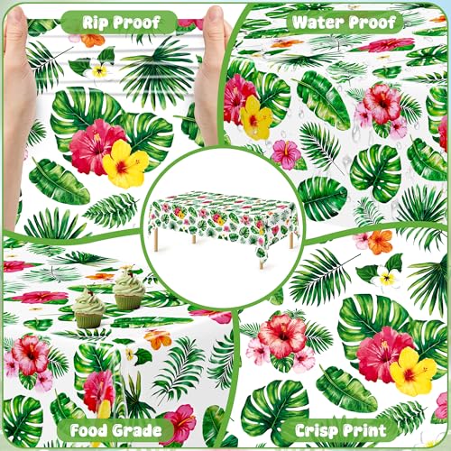 QZYL 4-Pack Hawaiian Luau Tablecloths - 108" x 54" Floral Design