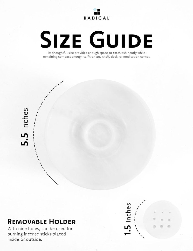 Radicaln Marble Incense Holder 5.5" Inches Handmade White Marbles Ashtray for Home Décor, Ideal Incense Stick Holder, Palo Santo Holder & Incense Holder Marble for Living Room