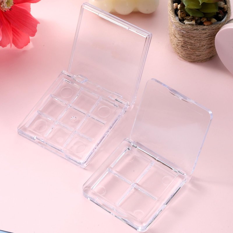 Empty Makeup Palette Depotting Case, 2pcs Empty Lipstick Palette 9-Grid and 4-Grid Clear Blush Lipstick Case Portable Eyeshadow Pan Dispensing Storage Boxes