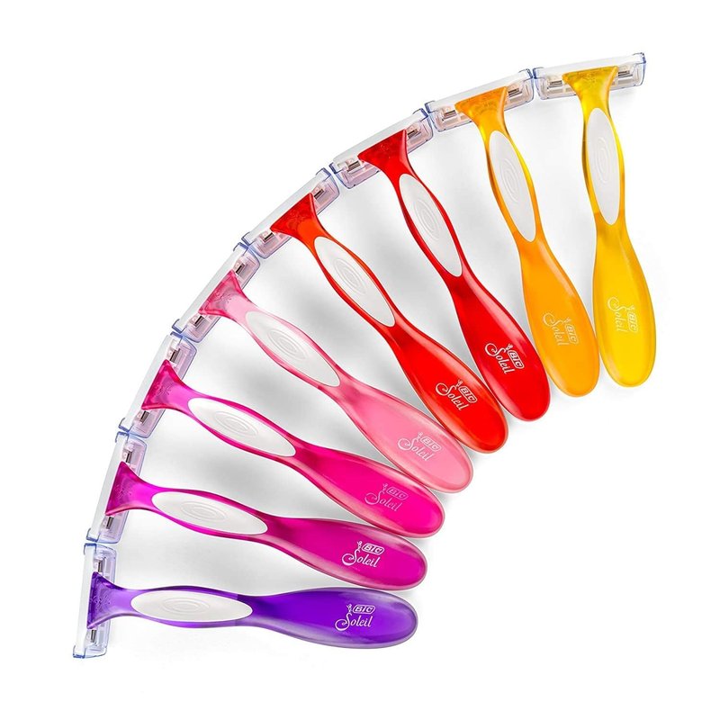BIC Soleil 3 Colors Women's Disposable with 3 Blade Razors, Anti-Slip Grip and Soothing Moisture Strip, 20-Pack