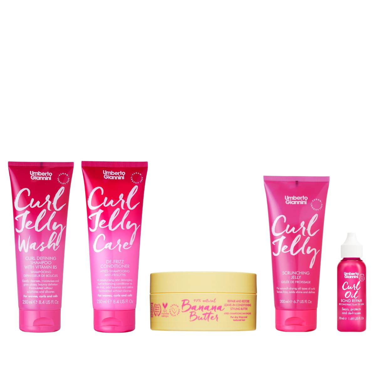 Umberto Giannini Banana Jelly Styling Gel - Strong Hold Curl & Slick Back Gel for Curly Hair | Anti-Frizz, Vegan, 200ml