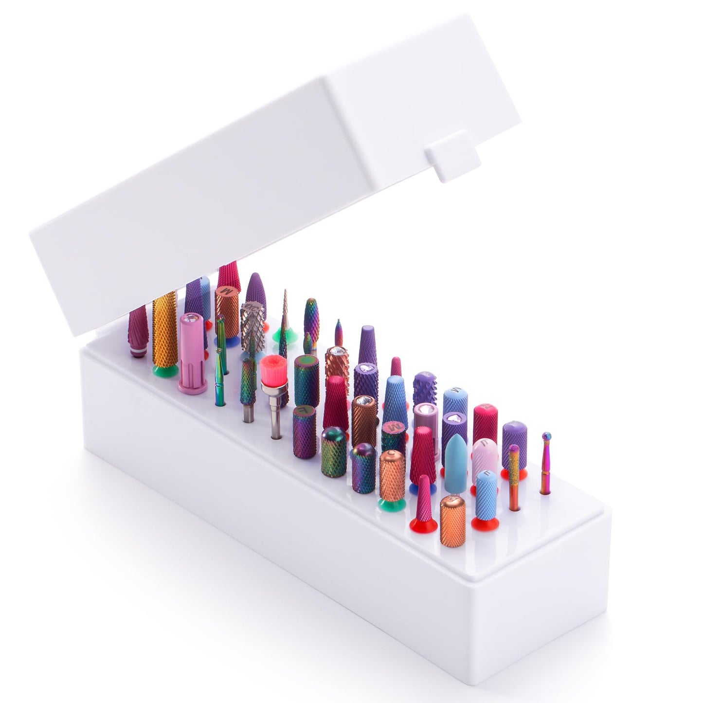 MelodySusie Nail Drill Bits Holder, 48 Holes Case, Portable Dustproof Displayer Organizer Container, Nail Tech Professional Nail Art Tool, Travel Salon Home, Clear (Drill Bits Not Included)