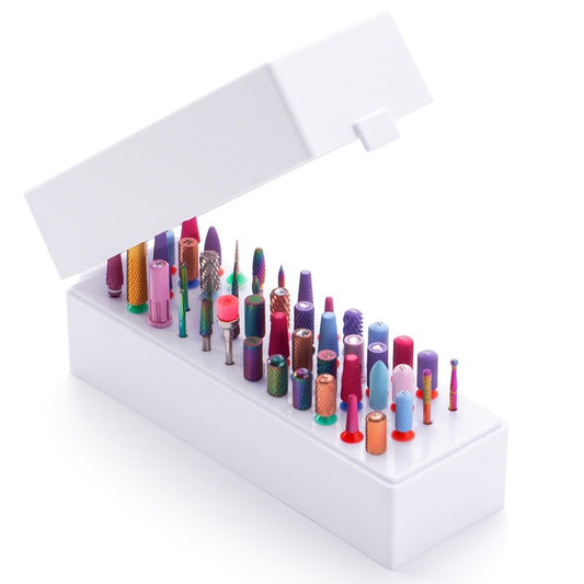 MelodySusie Nail Drill Bits Holder, 48 Holes Case, Portable Dustproof Displayer Organizer Container, Nail Tech Professional Nail Art Tool, Travel Salon Home, Clear (Drill Bits Not Included)