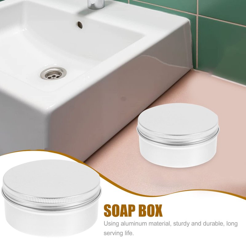 Healifty 3-Pack Aluminum Soap Boxes with Removable Lids Portable Soap Holders for Travel Camping Gym and Bathroom Storage 3.26X3.26X0.98 Inch Each