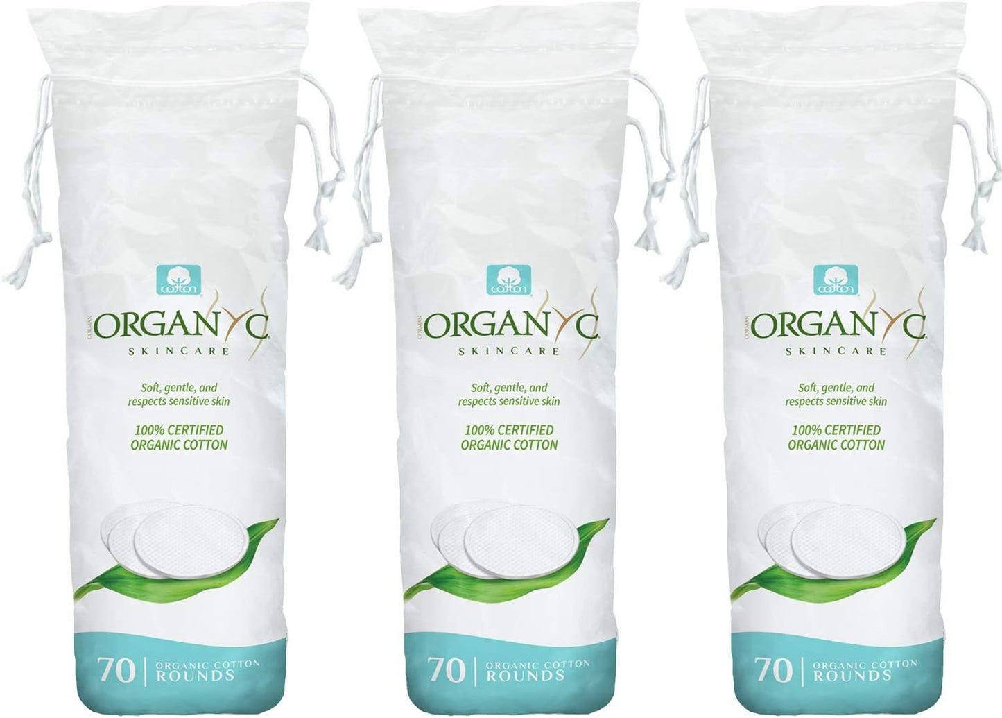 Organyc Organic Cotton Rounds - Biodegradable & Chemical-Free for Sensitive Skin | 420 Count