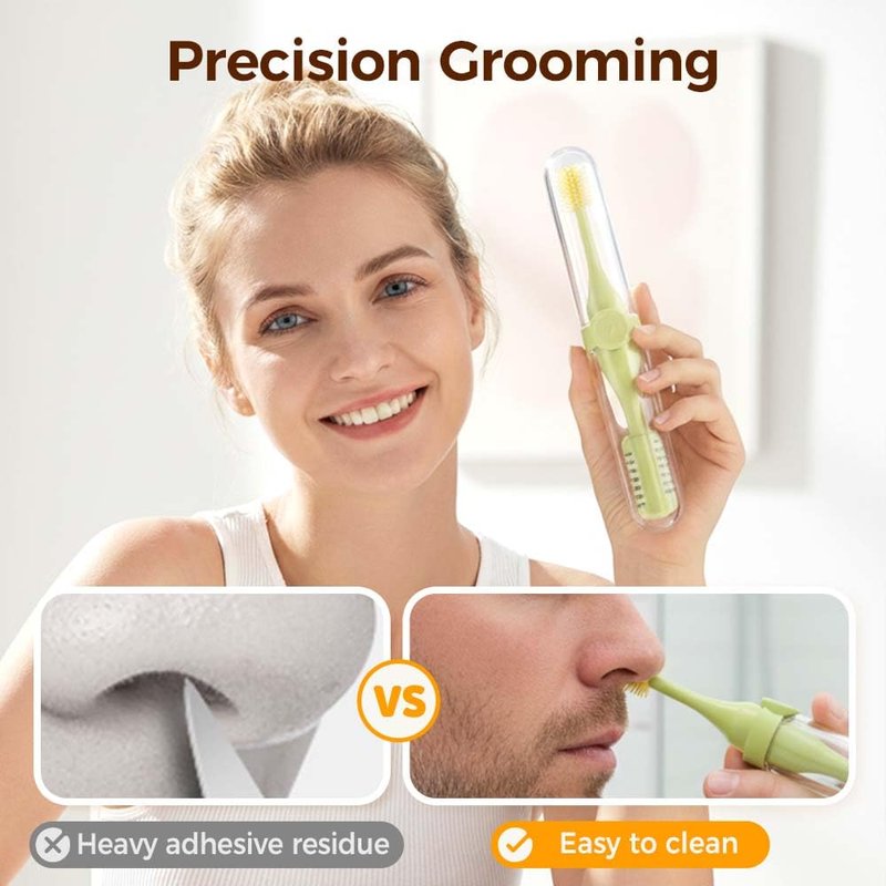 2-in-1 Nasal Hair Cutter, 2026 New Nose Hair Trimmer for Men Women, 360° Rotating Portable Manual Nose Hair Remover Tool with Ear Picker, Double Sided Noses Hairs Knife Travel Essentials (Beige 3PCS)
