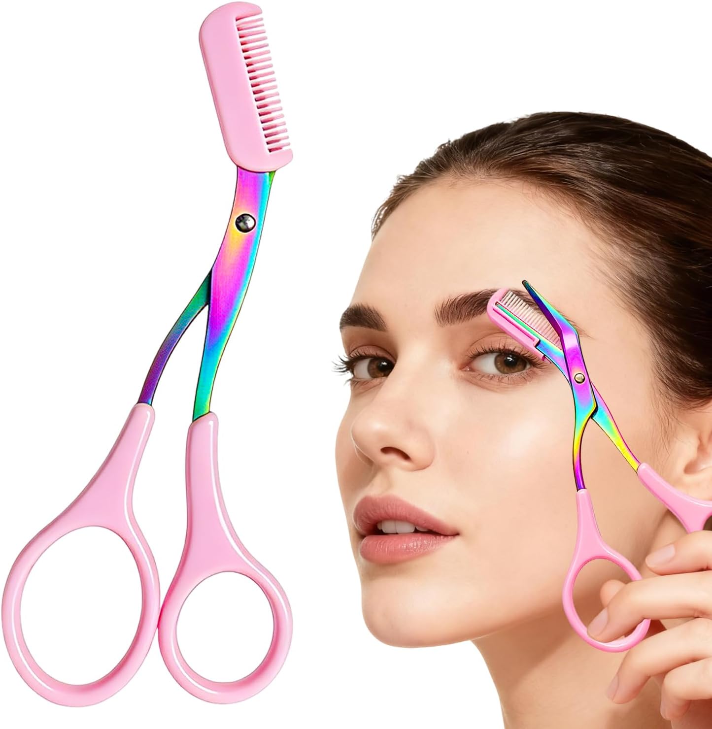 Eyebrow Trimmer Scissors - Stainless Steel Precision Cutter for Hair Removal | 2-in-1 Professional Tool with Comb for Men & Women