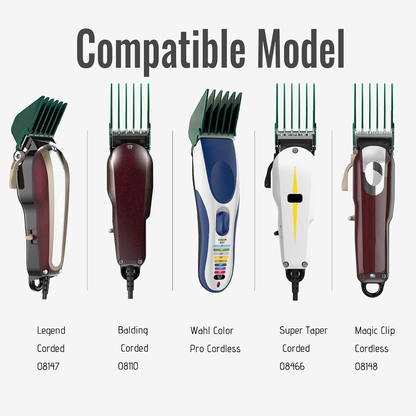 Hair Clipper Guards - Extra Long 3 Inch Guide Comb Set | 8-Piece Compatible with Wahl Clippers