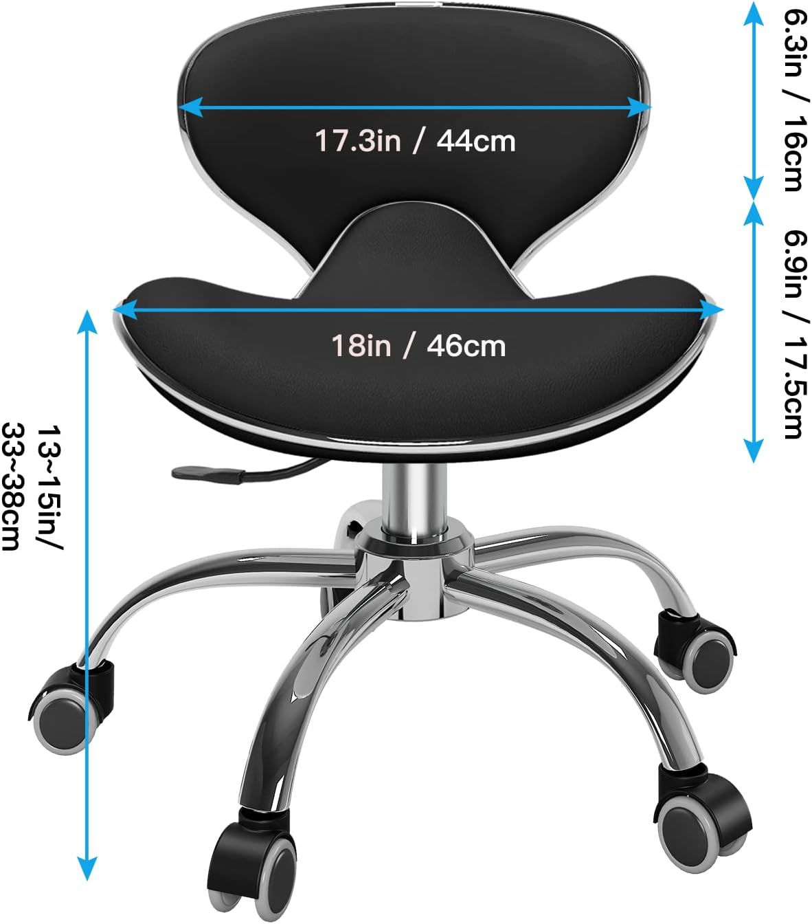 Ergonomic Pedicure Chair for Nail Tech - Adjustable Height, Hourglass Back Support | Ideal for Salon, Spa & Tattoo Use
