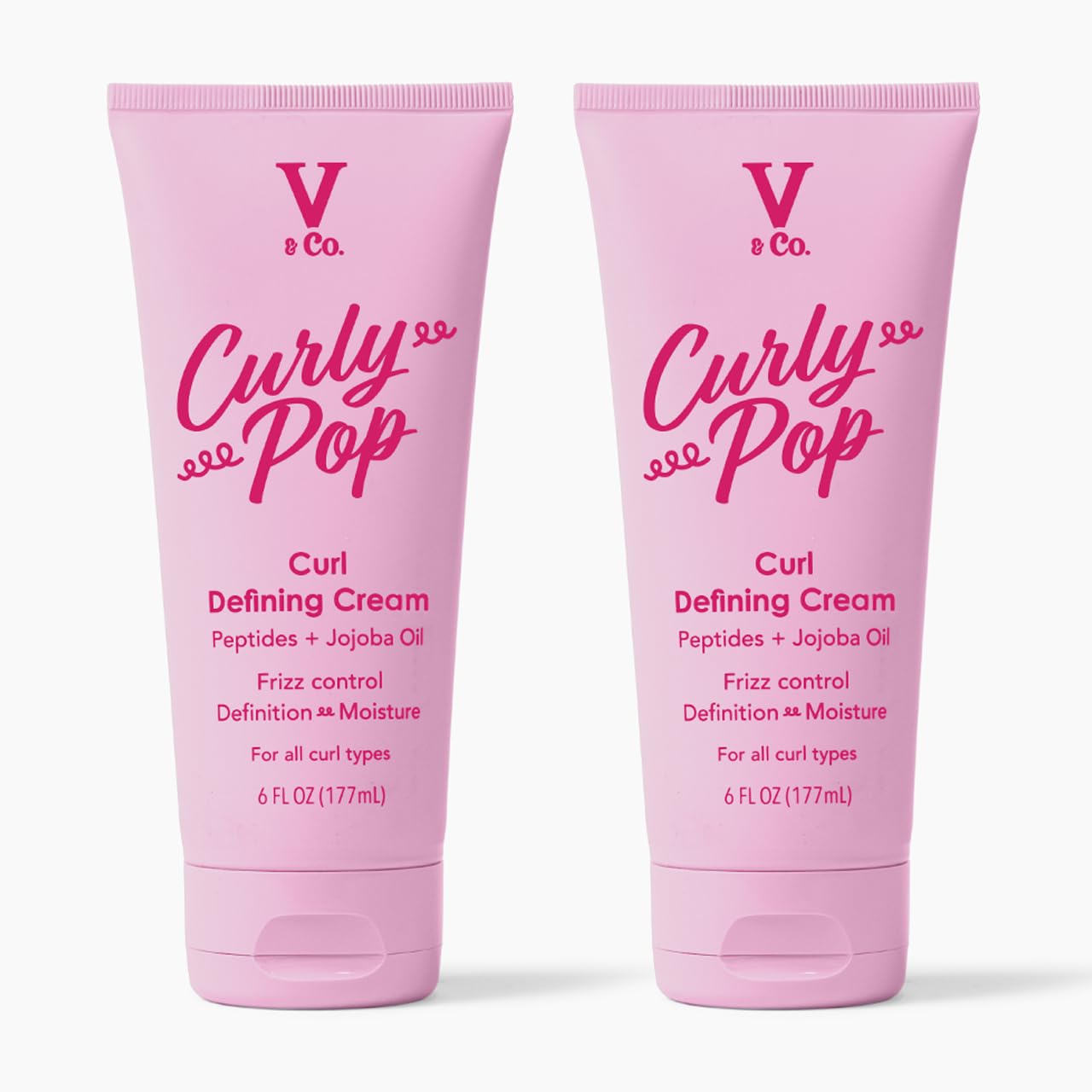 Curly Pop Curl Defining Cream - Anti-Frizz Moisturizing Hair Care with Peptides & Jojoba Oil | 6 oz
