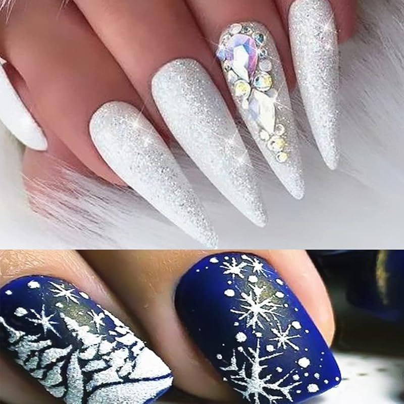 Bellecrey White Chrome Nail Glitter Powder - Iridescent Sparkle for DIY Nails