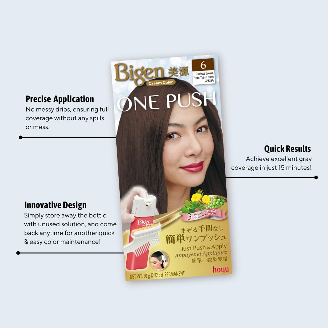Bigen One Push Hair Color - Lightest Brown | Easy Application, 2 Pack