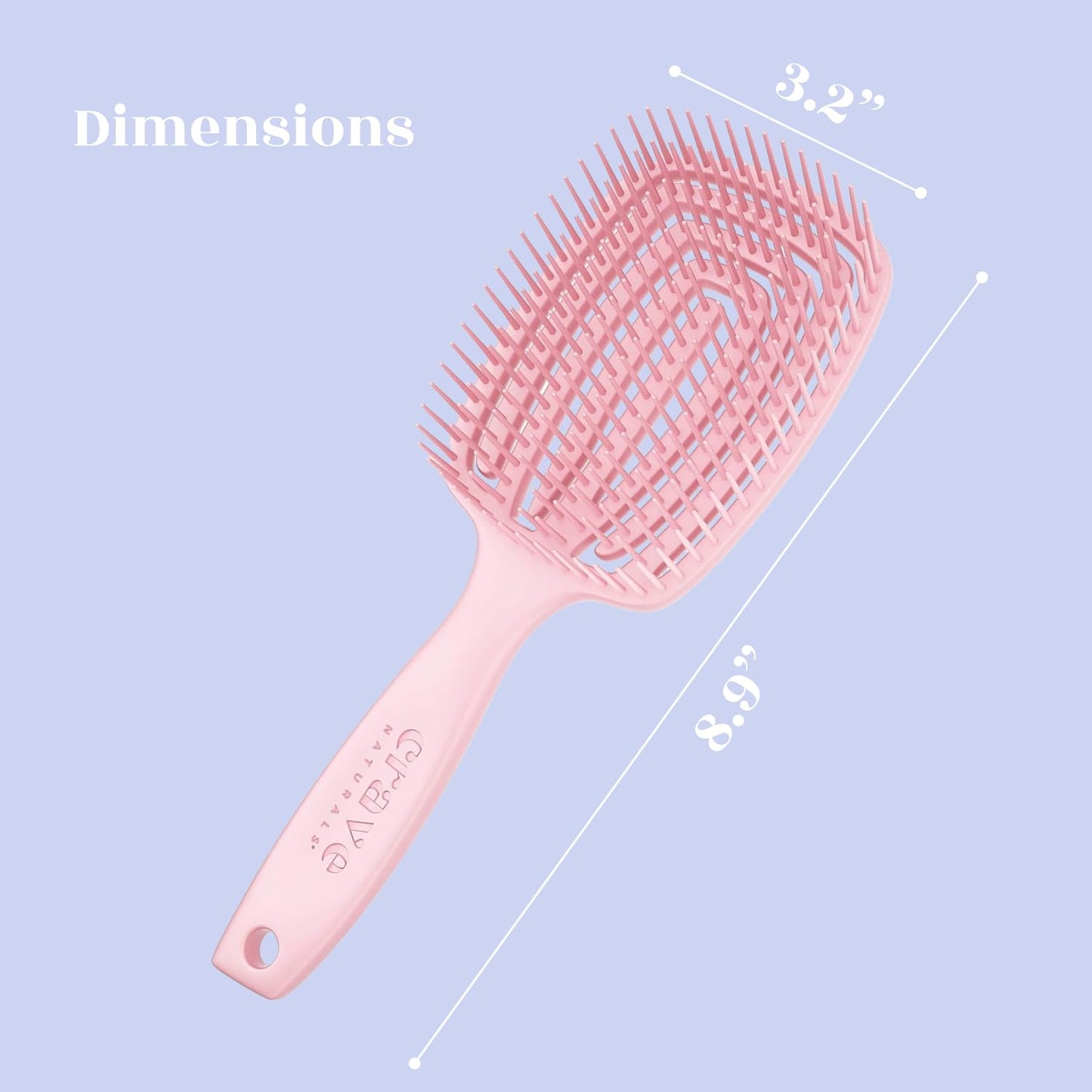 Crave Naturals Detangling Brush for Thick Hair - Flexible Paddle Brush | Comfort Grip, Pink