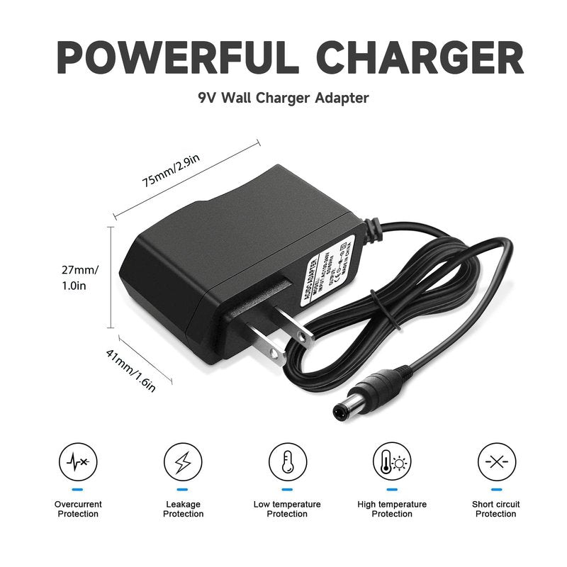 9V2A Power Adapter for Arduino UNO MEGA Power Supply Cord AC DC Cable for Crosley Cruiser CR8005A, Schwinn Bike A10 A20 A40 220 430 Elliptical Trainer - Center Positive 5.5x2.1mm Plug and More (6.6ft