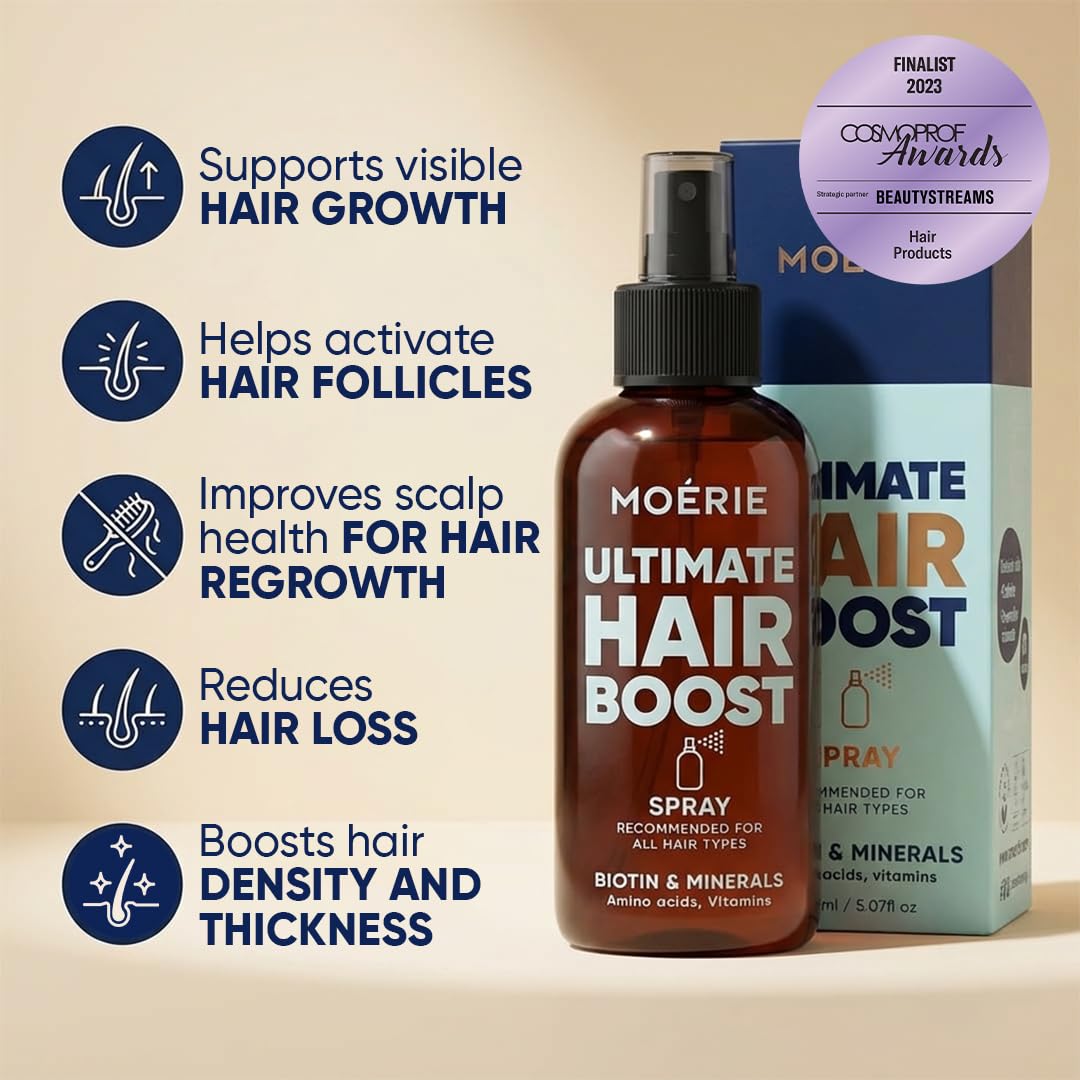 Moerie Hair Growth Serum Spray - Biotin & Rosemary Formula for Thinning Hair | Scalp Care & Regrowth Solution