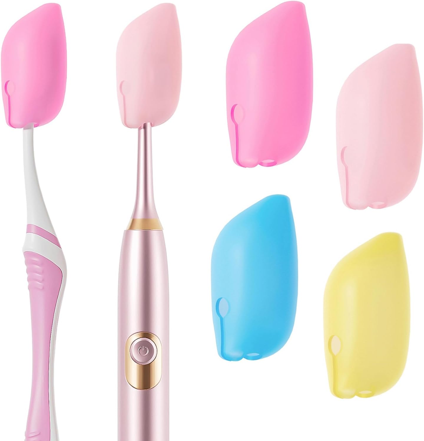 Silicone Toothbrush Covers - 4 Pack Portable Protector for Electric & Manual Brushes | Travel-Friendly Gray