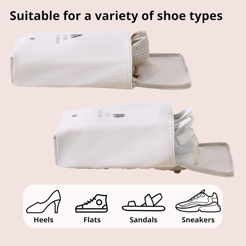 Shoe Bags for Travel - Waterproof Storage Organizer with Zipper | 1 Pack, Beige