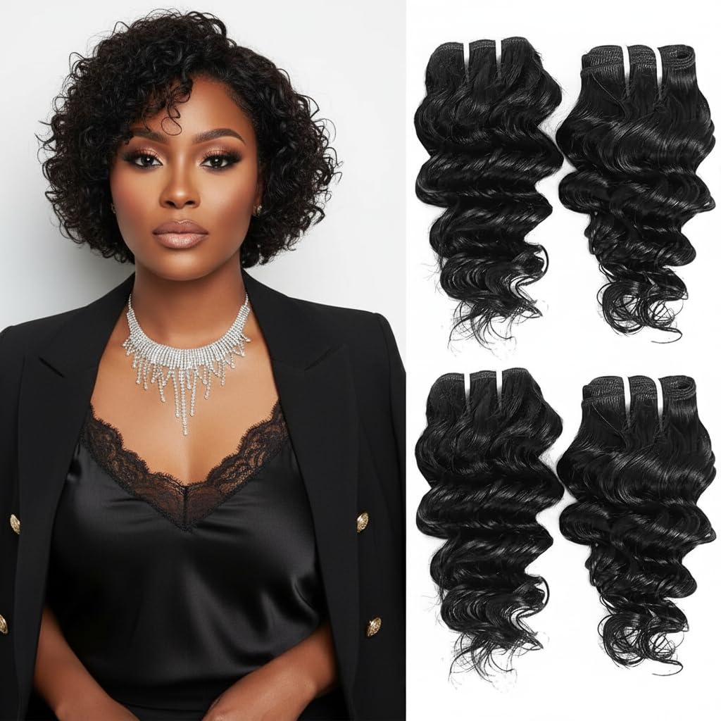 Curly Bundles Human Hair - 3C/4A Kinky Texture | 50g Jerry Curly Short Weave for Black Women