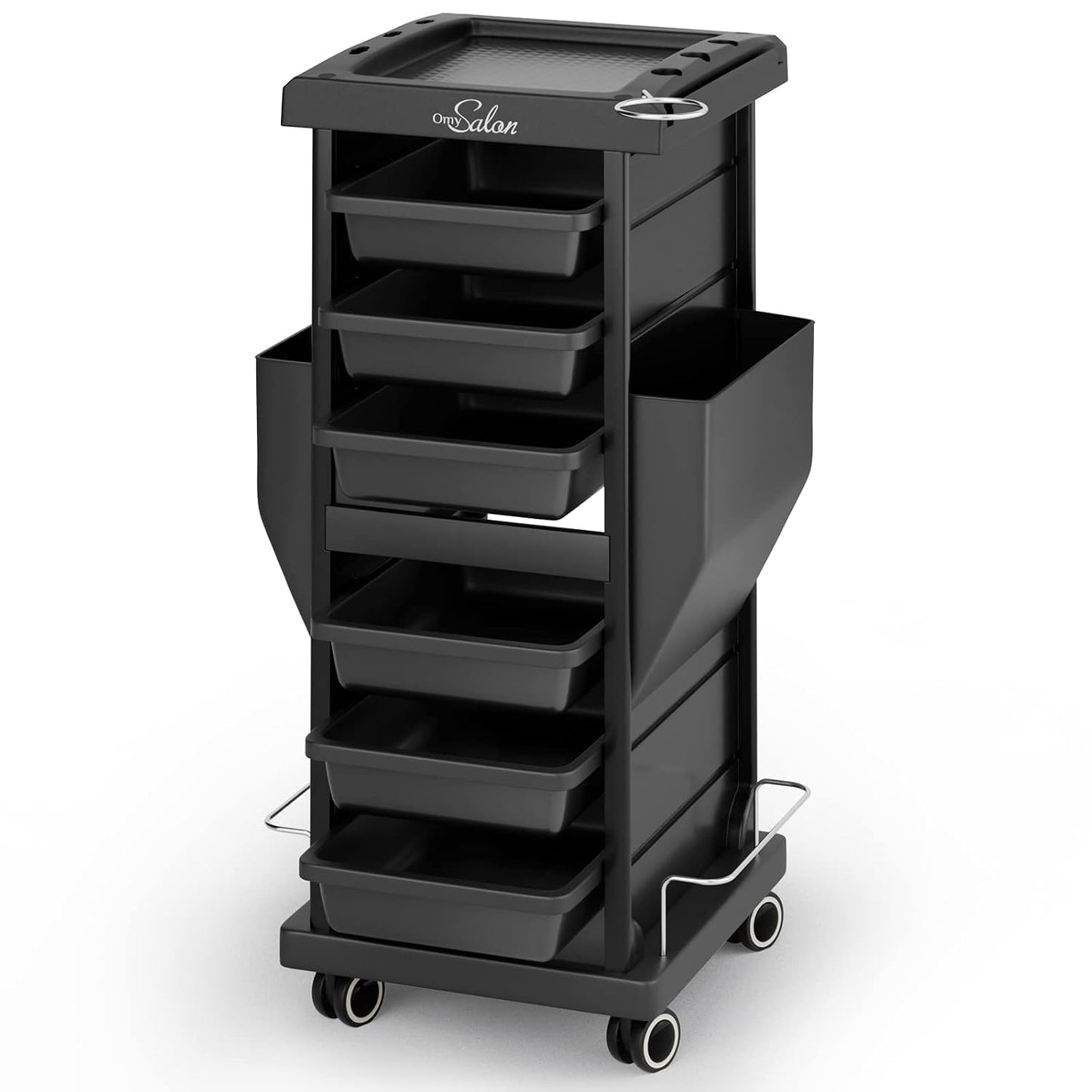 Salon Trolley with 6 Drawers & Dryer Holder - Rolling Hair Cart Organizer for Beauty Professionals | Mobile Storage Station