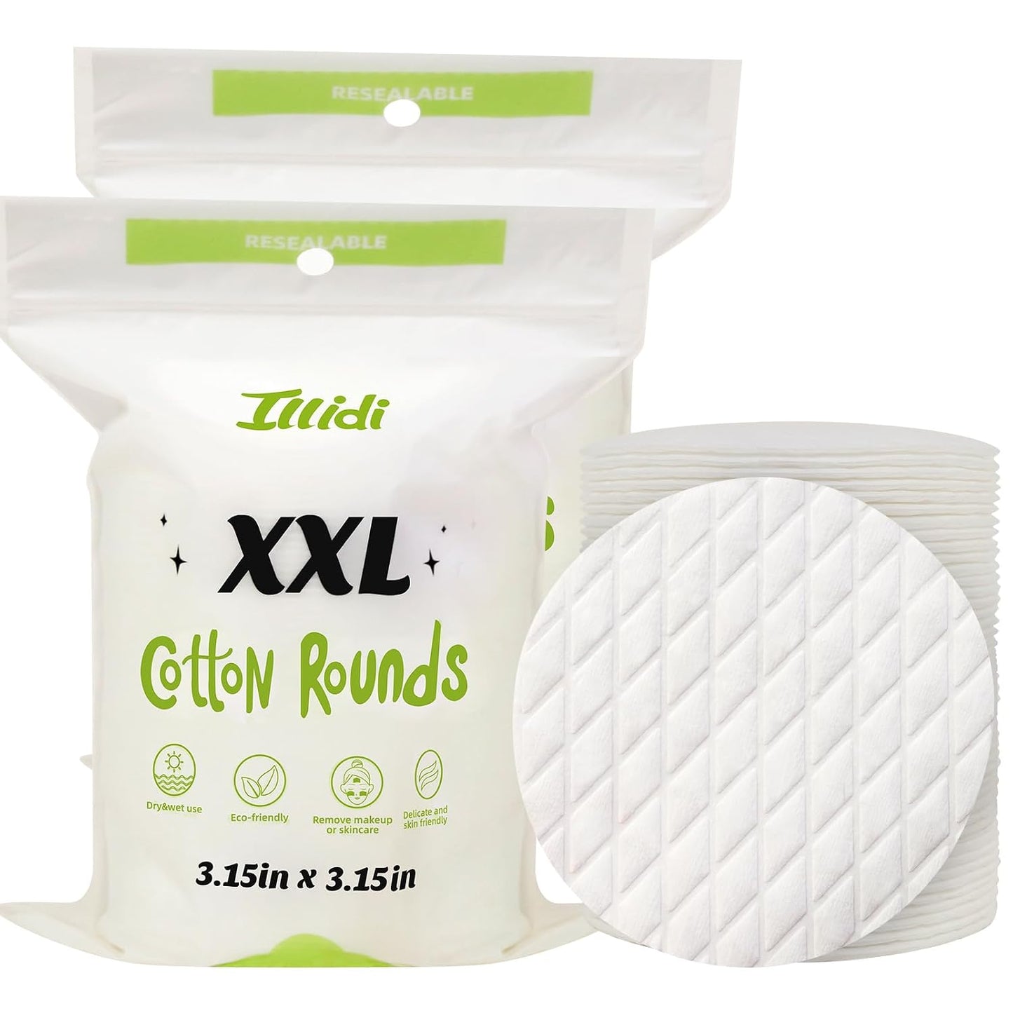 Extra Large Cotton Rounds - 3.15 Inch Diameter, 120 Count | Soft, Lint-Free Makeup Removal Pads