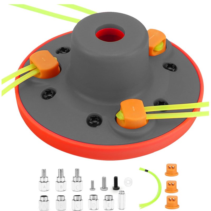 Quintillus Weed Eater Head, Universal Weed Wacker Head String Trimmer Head Replacement for Ego, Ryobi,Echo,Weed Warrior with 12pc .095" Triangle Trimmer Line