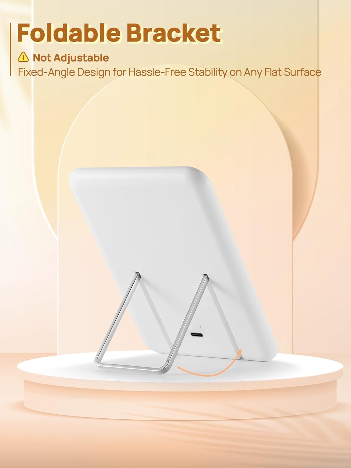 Lighted Travel Makeup Mirror - 8 x 5 Inch Desk Mirror with Foldable Stand & 3 Lighting Modes | White