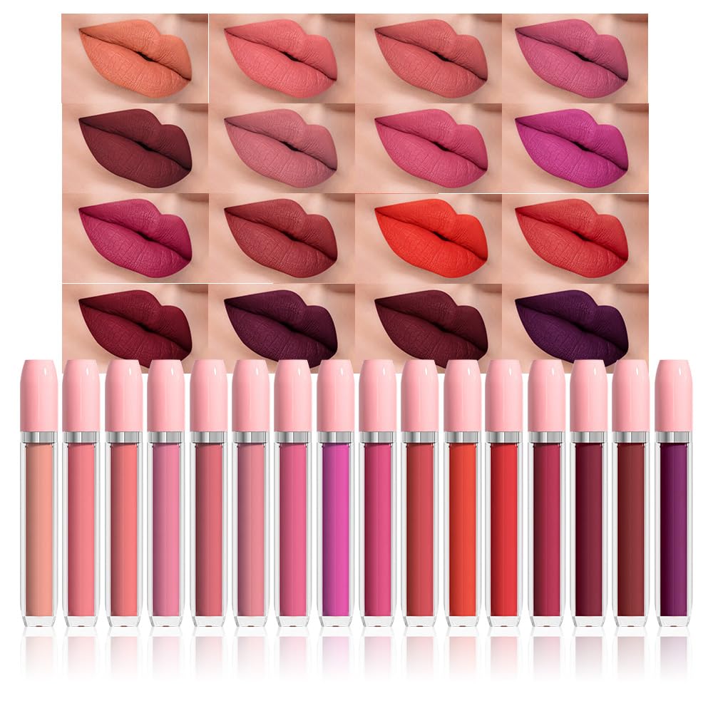 Matte Lipstick Set - 10Pcs Long-Lasting Liquid Lip Color for Black Women | Dark Ruby, Mauve, Plum & More