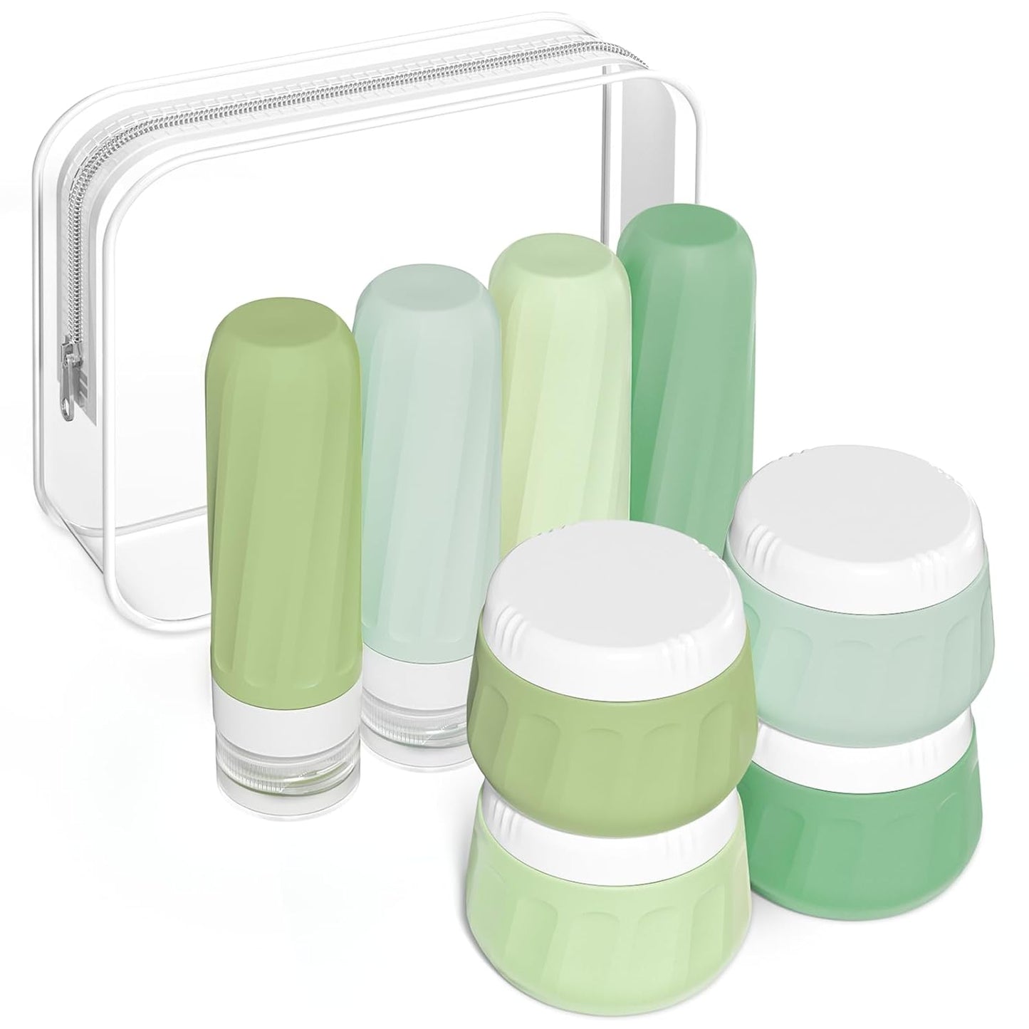 Travel Bottles for Toiletries - TSA Approved 8 Pack | Leak-Proof Silicone Containers with Clear Bag, 3oz
