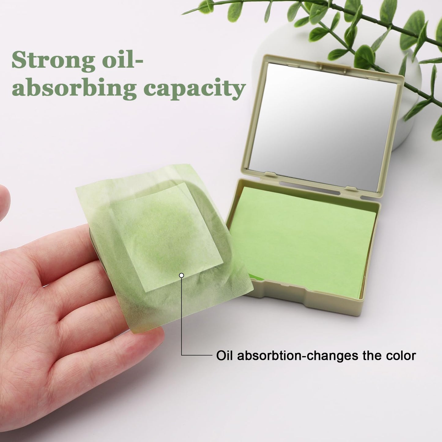 Jutqut Oil Blotting Sheets for Face with Mirror & Puff, 100 Sheets Oil Absorbing Sheets for Oily Skin, Natural Fiber Blotting Paper, Makeup Friendly Face Oil Control Sheets