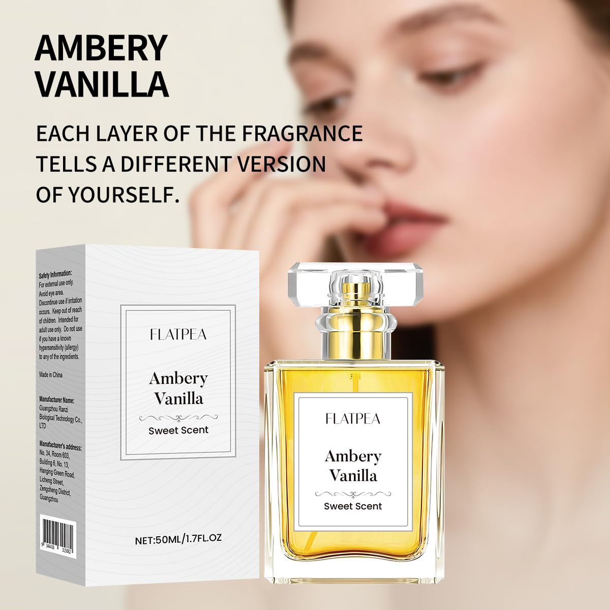 Ambery Vanilla Perfume Spray for Women - Sweet Floral Jasmine & Sandalwood Scent | 1.7 FL OZ, Long-Lasting & Alcohol-Free