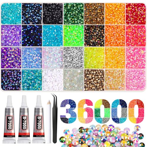 Artdone 3mm 28-Color Jelly AB Rhinestones - 36,000 Pcs DIY Crystal Bedazzling Supplies
