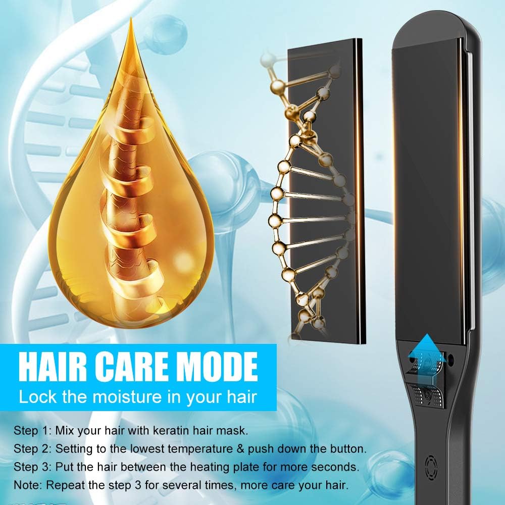 Professional Hair Straightener - Extra-Large 2.16'' Titanium Flat Iron | 30s Instant Heat, Anti-Static, 5 Adjustable Settings for All Hair Types