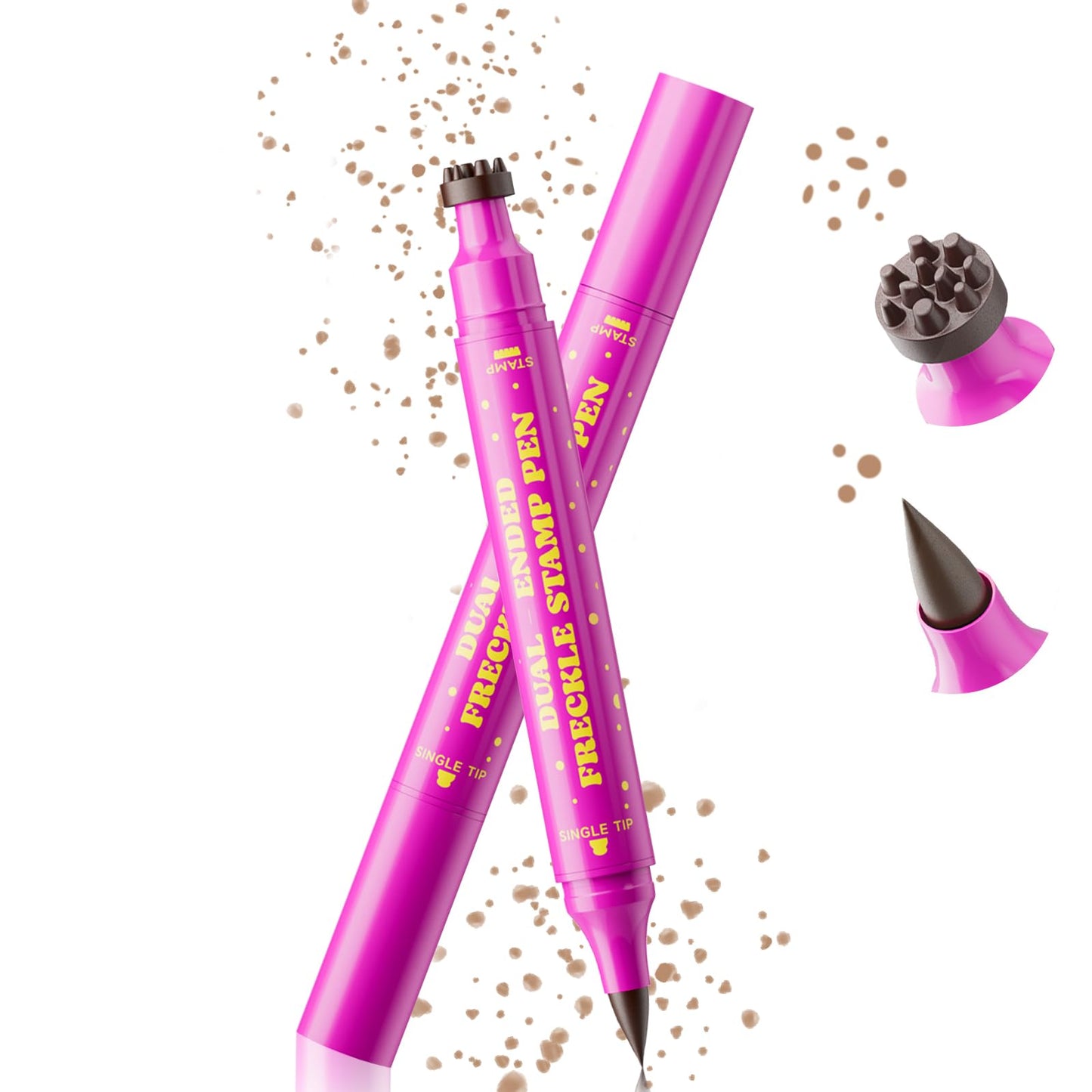 HOSAILY 2 in 1 Freckle Stamp Pen Waterproof for Natural Lifelike Faux Freckle Stamp Long Lasting Quick Dry Magic Fake Freckles Stain Marker Pen for Sunkissed Makeup 01#Light Brown