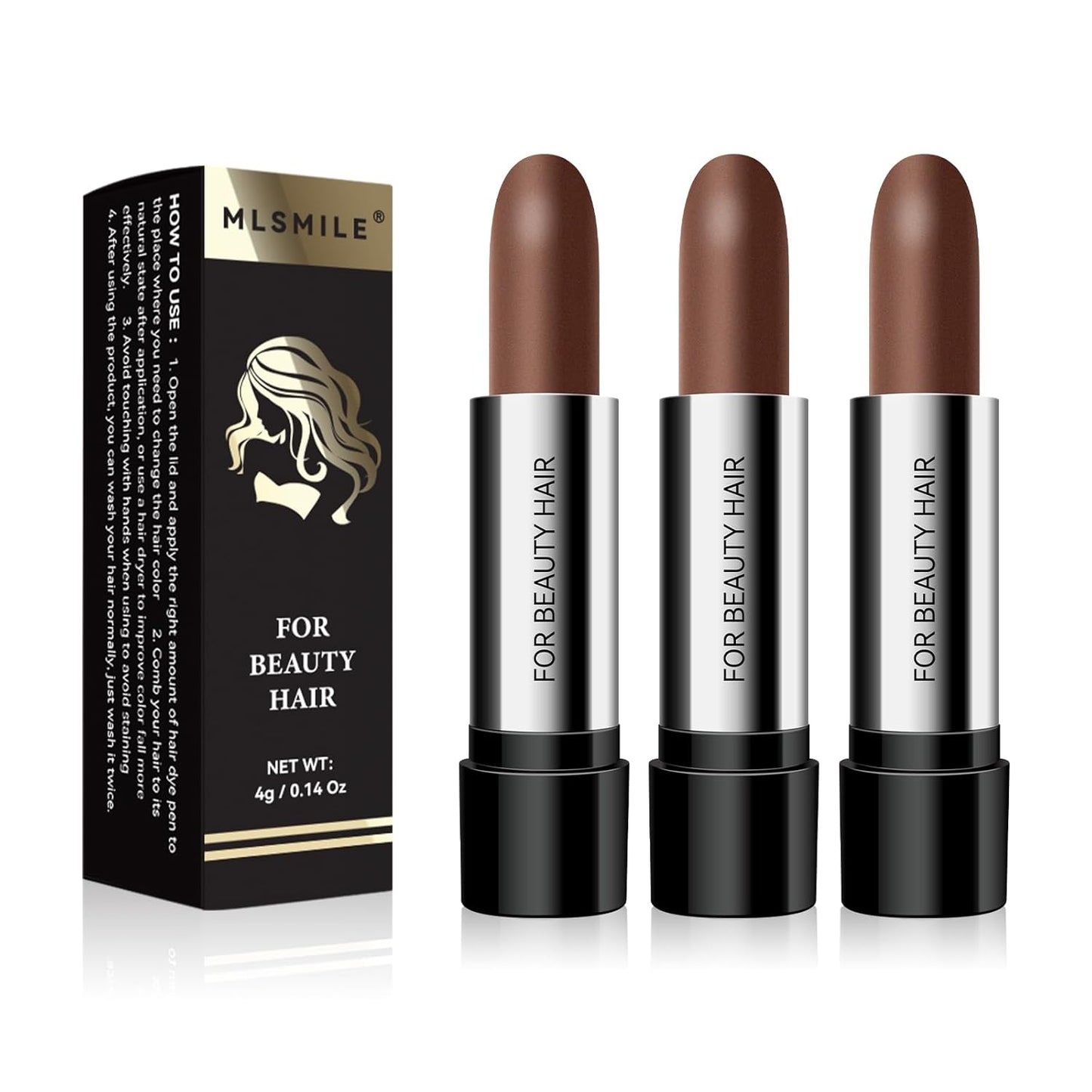 Hair Color Touch-Up Stick - Long-Lasting Dark Brown Hair Dye Pen for Gray Coverage | 3PCS Compact Set