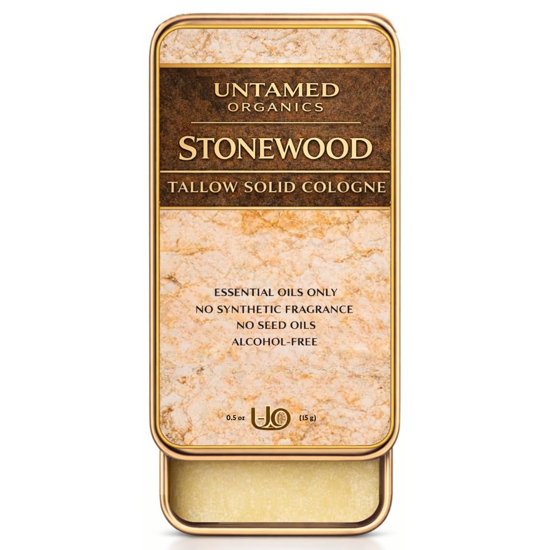 Untamed Organics Solid Cologne for Men - Non-Toxic Tallow Balm with Essential Oils | Pocket Size 0.5 oz (15g)