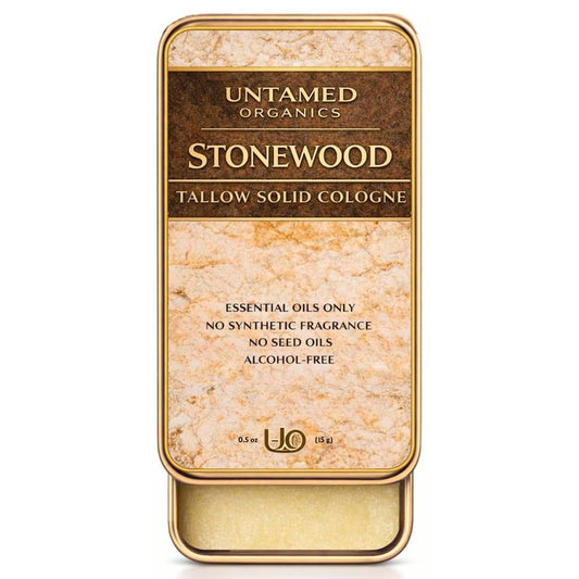 Untamed Organics Solid Cologne for Men - Non-Toxic Tallow Balm with Essential Oils | Pocket Size 0.5 oz (15g)