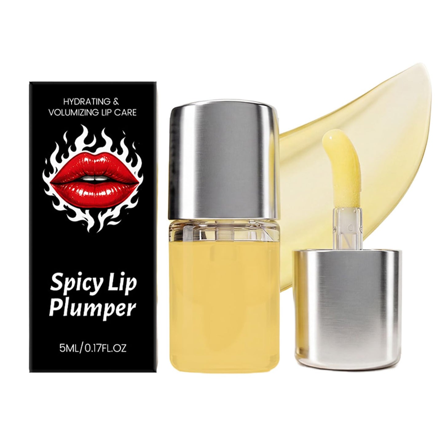 Gcvsdoa Spicy Lip Plumper Gloss, Fuller-Looking Lips with High Shine Finish, Non-Sticky Hydrating Lip Gloss for Smooth and Voluminous Lips (1pc)