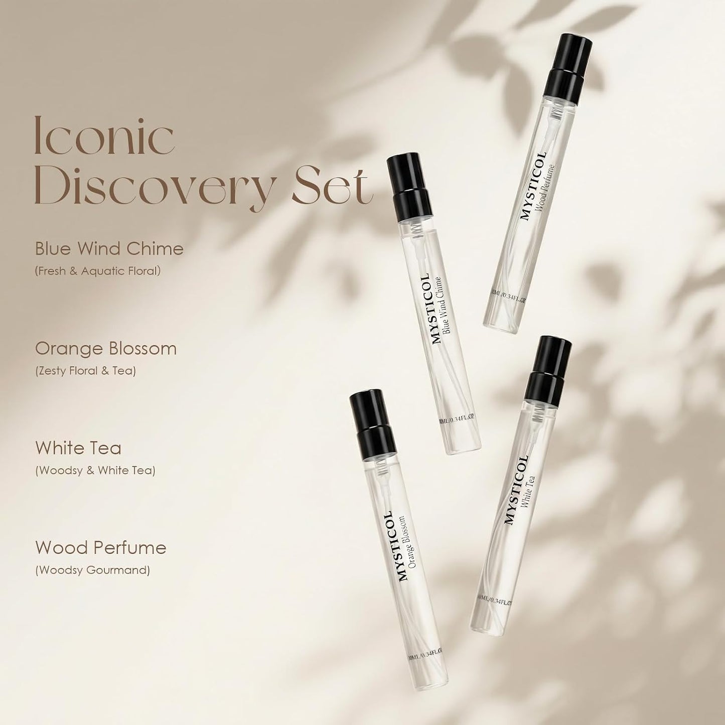 Women’s Perfume Discovery Set - 4 Travel-Size Floral, Citrus, Tea & Woody Scents | 10ml Each Eau de Toilette Gift Set