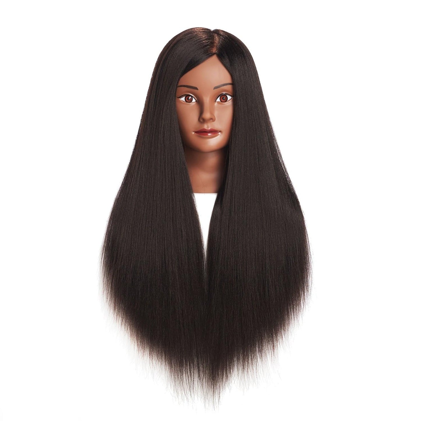 Mannequin Head - 26-28" Yaki Synthetic Fiber Training Head for Hairdressing | Cosmetology Practice Model with Clamp Stand