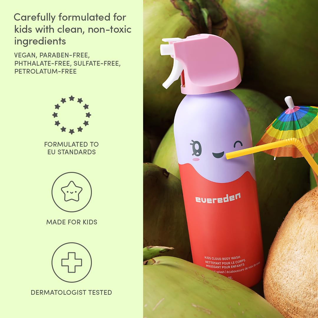 Evereden Kids 2-in-1 Shampoo & Conditioner + Foam Body Wash, EWG Verified